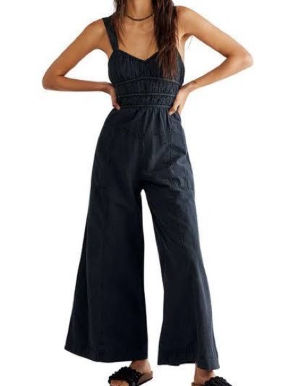 Free People After All Ruched Wide Leg Jumpsuit